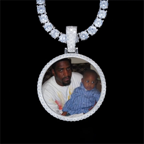 925S & VVS Moissanite 3D Circle Custom Picture Pendant