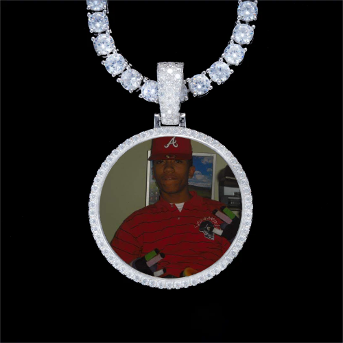 925S & VVS Moissanite 3D Circle Custom Picture Pendant