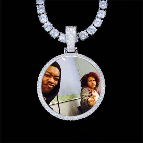 925S & VVS Moissanite 3D Circle Custom Picture Pendant