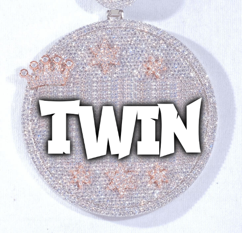 CUSTOM LETTER NECKLACE 3D BIG CROWN DISC
