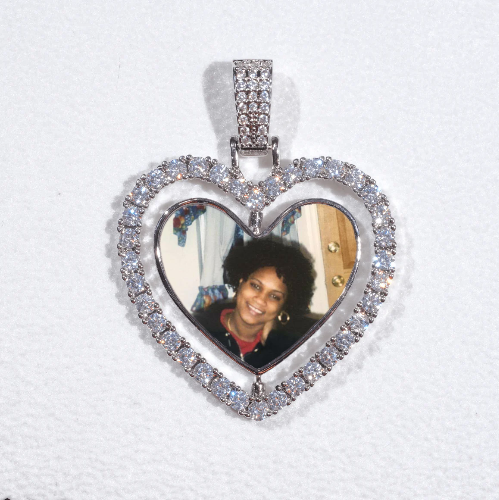 3D Spinning 2-Faced Heart Custom Picture Pendant