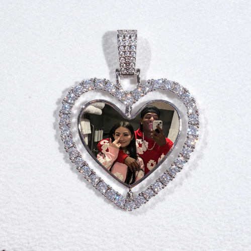 3D Spinning 2-Faced Heart Custom Picture Pendant