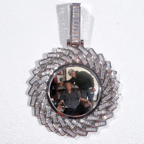 Large 3D Baguette Custom Picture Pendant