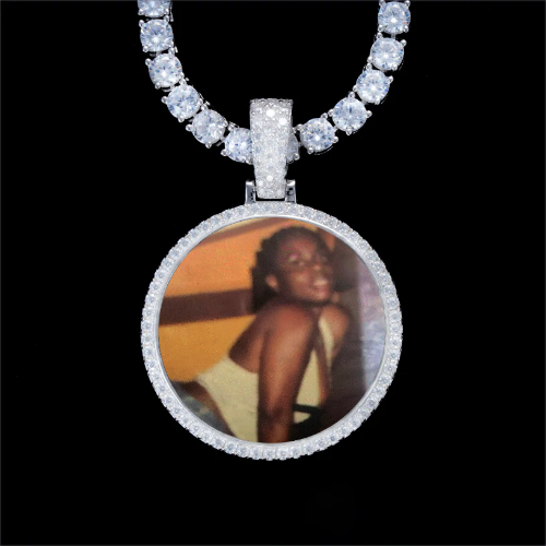 925S & VVS Moissanite 3D Circle Custom Picture Pendant