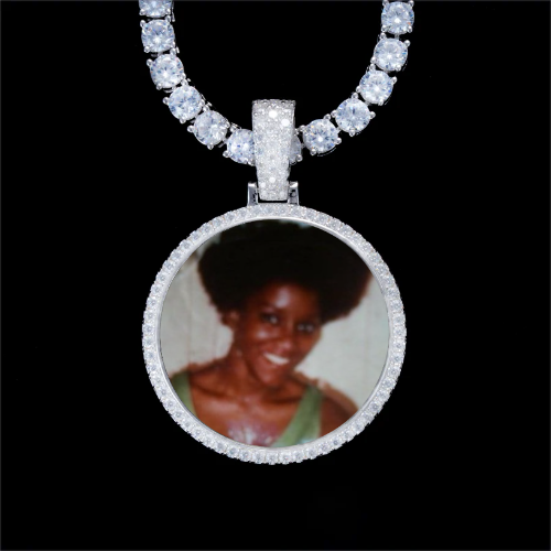 925S & VVS Moissanite 3D Circle Custom Picture Pendant