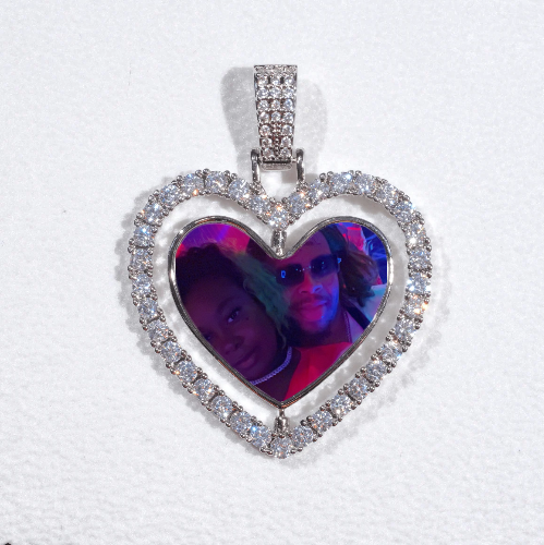 3D Spinning 2-Faced Heart Custom Picture Pendant