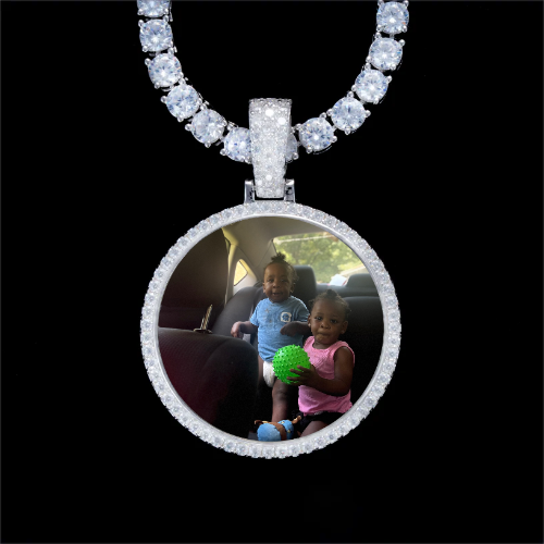 925S & VVS Moissanite 3D Circle Custom Picture Pendant