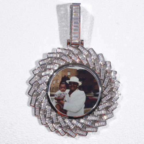 Large 3D Baguette Custom Picture Pendant