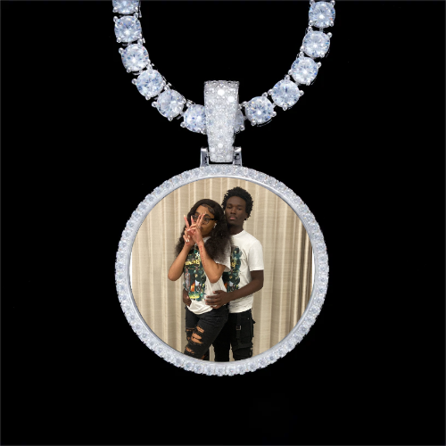 925S & VVS Moissanite 3D Circle Custom Picture Pendant