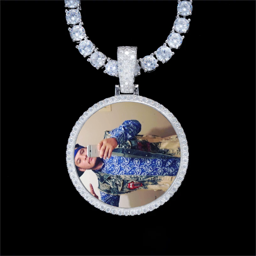 925S & VVS Moissanite 3D Circle Custom Picture Pendant