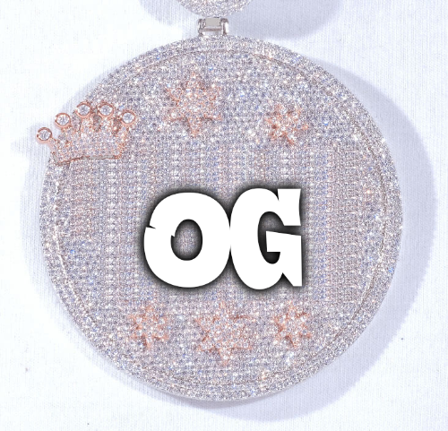 CUSTOM LETTER NECKLACE 3D BIG CROWN DISC