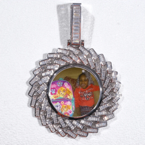 Large 3D Baguette Custom Picture Pendant