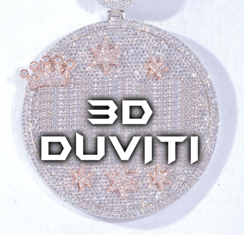 CUSTOM LETTER NECKLACE 3D BIG CROWN DISC