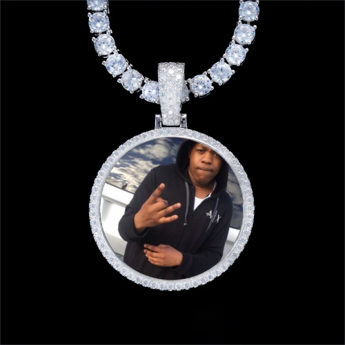925S & VVS Moissanite 3D Circle Custom Picture Pendant