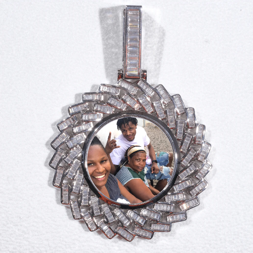 Large 3D Baguette Custom Picture Pendant