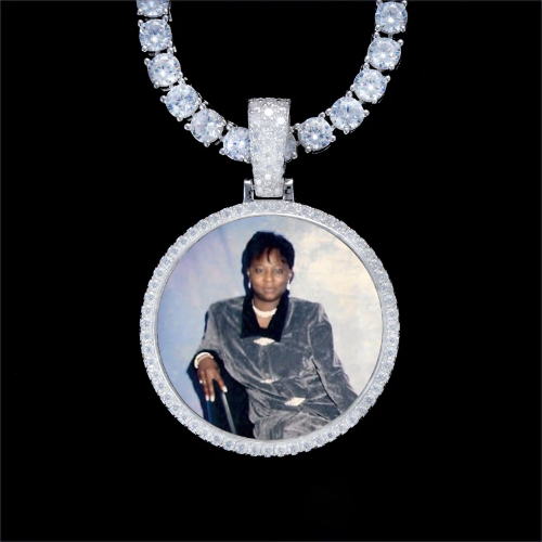 925S & VVS Moissanite 3D Circle Custom Picture Pendant