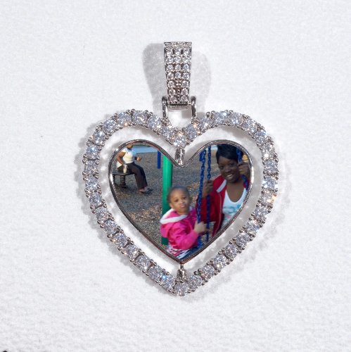 3D Spinning 2-Faced Heart Custom Picture Pendant