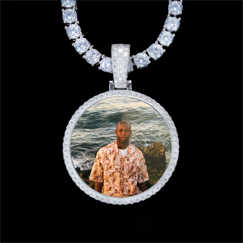 925S & VVS Moissanite 3D Circle Custom Picture Pendant