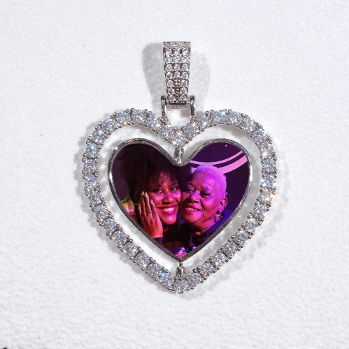 3D Spinning 2-Faced Heart Custom Picture Pendant