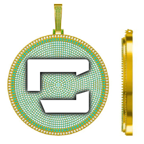 CUSTOM LETTER NECKLACE 3D BIG DISC