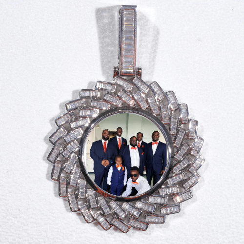 Large 3D Baguette Custom Picture Pendant