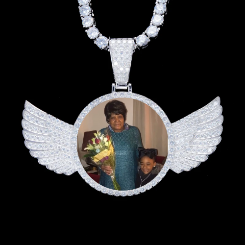 925S & VVS Moissanite 3D Wing Custom Picture Pendant
