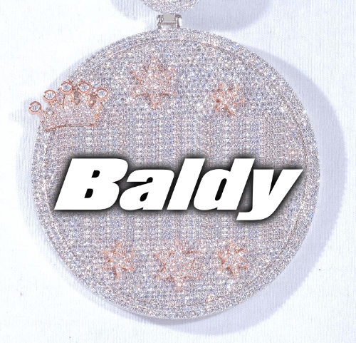 CUSTOM LETTER NECKLACE 3D BIG CROWN DISC