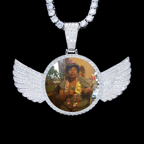 925S & VVS Moissanite 3D Wing Custom Picture Pendant