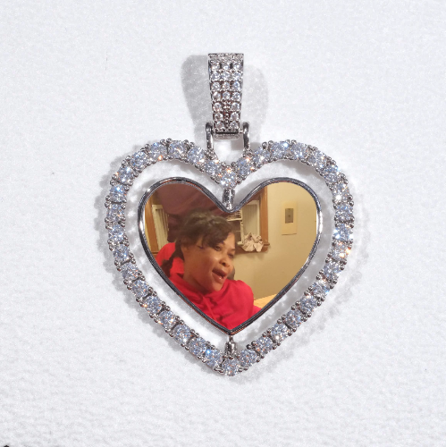 3D Spinning 2-Faced Heart Custom Picture Pendant