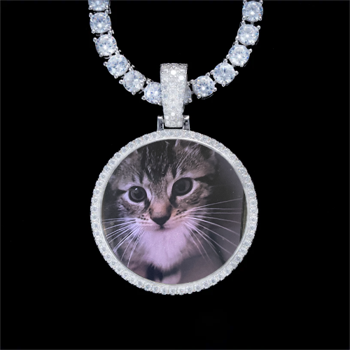 925S & VVS Moissanite 3D Circle Custom Picture Pendant