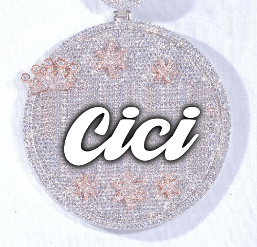 CUSTOM LETTER NECKLACE 3D BIG CROWN DISC