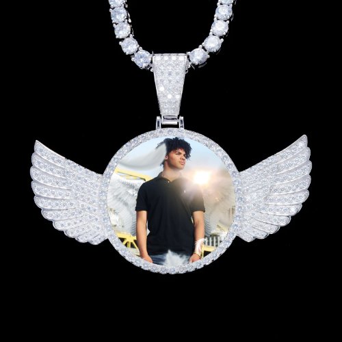 925S & VVS Moissanite 3D Wing Custom Picture Pendant
