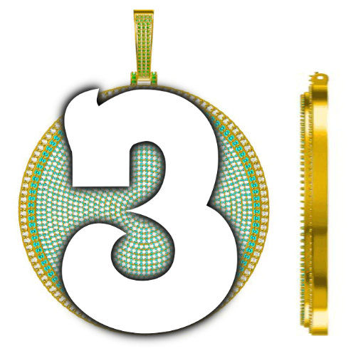 CUSTOM LETTER NECKLACE 3D BIG DISC
