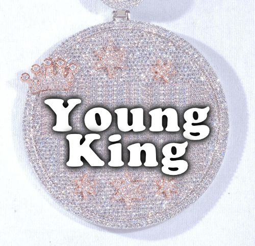 CUSTOM LETTER NECKLACE 3D BIG CROWN DISC