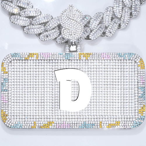 CUSTOM LETTER NECKLACE 3D COLORFUL SQUARE