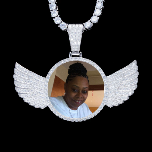 925S & VVS Moissanite 3D Wing Custom Picture Pendant