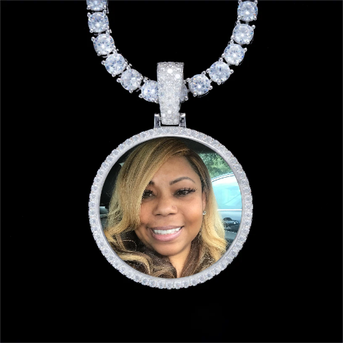 925S & VVS Moissanite 3D Circle Custom Picture Pendant