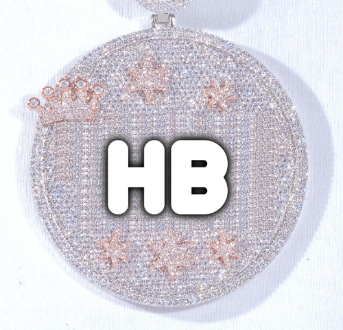 CUSTOM LETTER NECKLACE 3D BIG CROWN DISC