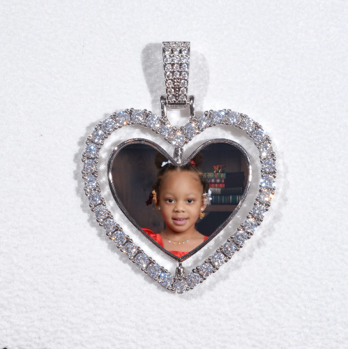 3D Spinning 2-Faced Heart Custom Picture Pendant