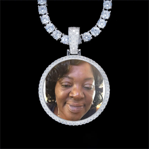 925S & VVS Moissanite 3D Circle Custom Picture Pendant