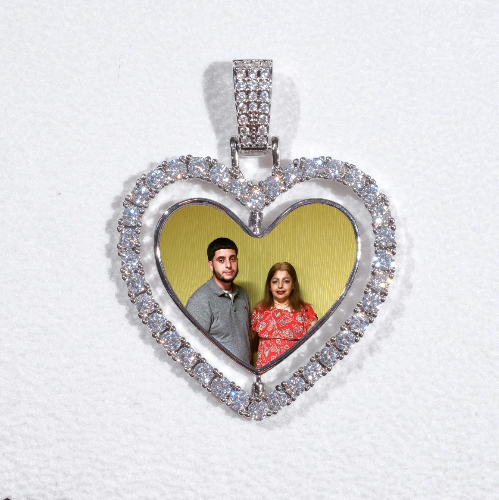 3D Spinning 2-Faced Heart Custom Picture Pendant