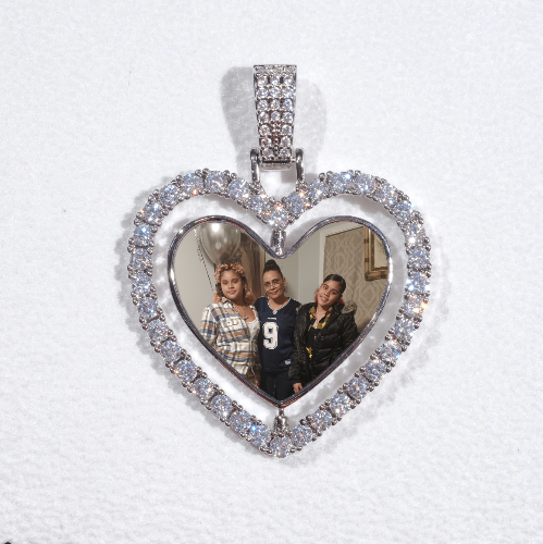 3D Spinning 2-Faced Heart Custom Picture Pendant