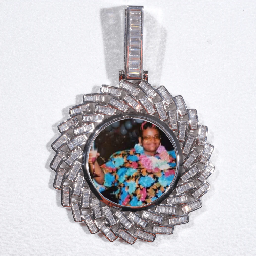 Large 3D Baguette Custom Picture Pendant