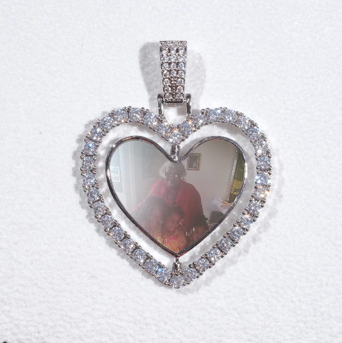 3D Spinning 2-Faced Heart Custom Picture Pendant