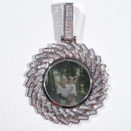 Large 3D Baguette Custom Picture Pendant