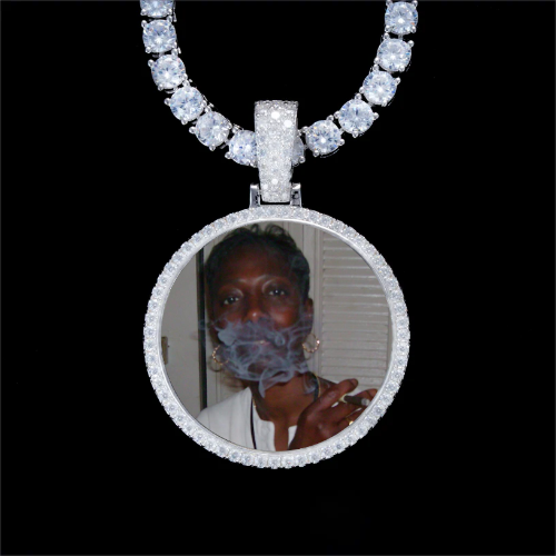 925S & VVS Moissanite 3D Circle Custom Picture Pendant