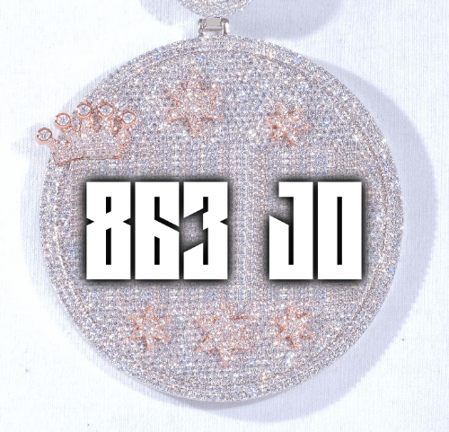CUSTOM LETTER NECKLACE 3D BIG CROWN DISC