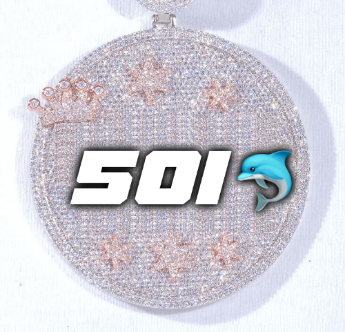CUSTOM LETTER NECKLACE 3D BIG CROWN DISC