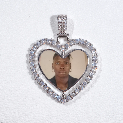 3D Spinning 2-Faced Heart Custom Picture Pendant