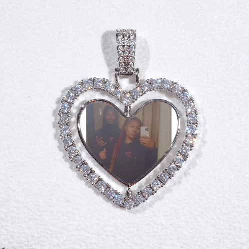 3D Spinning 2-Faced Heart Custom Picture Pendant